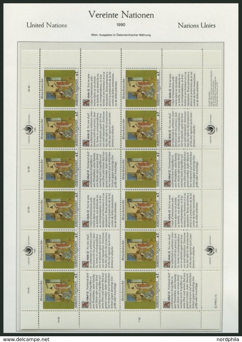 UNO - WIEN KB **, 1989-93, Menschenrechte, Alle 5 Sätze In Kleinbogen, Pracht, Mi. 112.- - Sonstige & Ohne Zuordnung