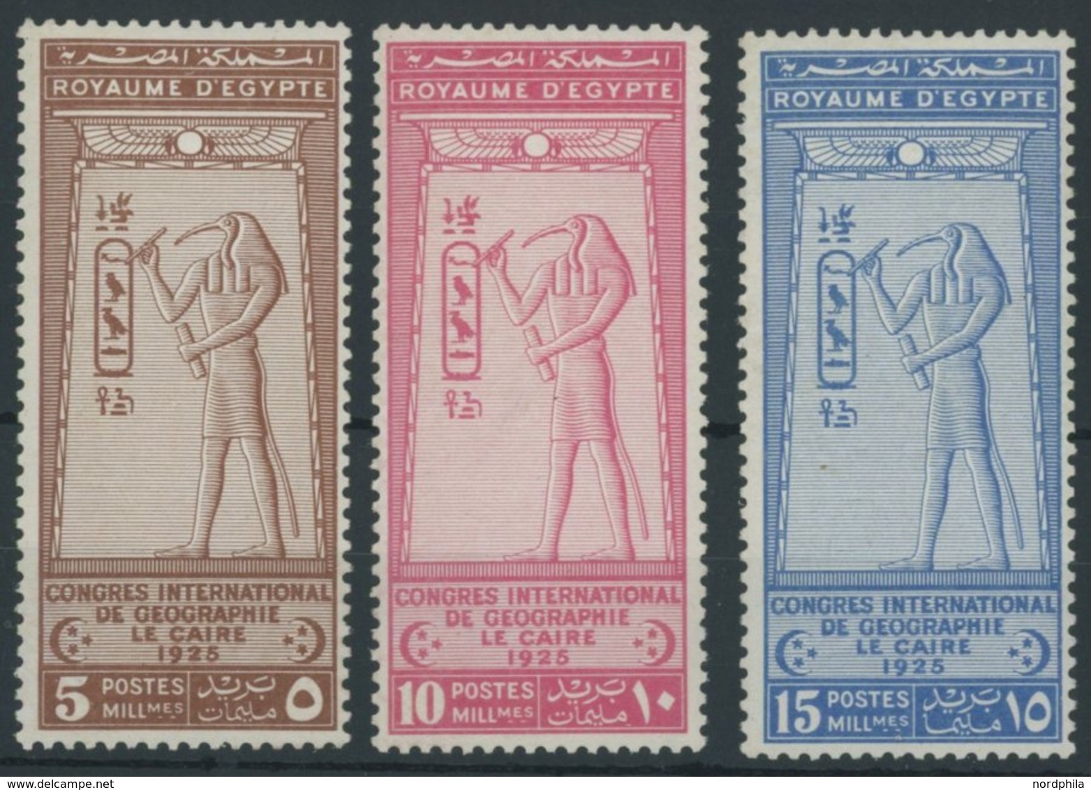 ÄGYPTEN 94-96 **, 1925, Geographenkongress Kairo, Postfrisch, 15 M. Kleine Haftstelle Sonst Pracht - Other & Unclassified