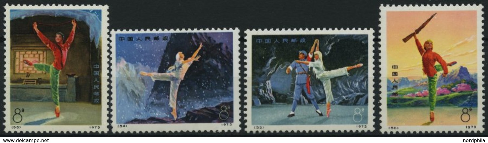 CHINA - VOLKSREPUBLIK 1144-47 **, 1973, Revolutionäres, Modernes Ballett, Mi.Nr. 1145 Kleiner Knitter Sonst Prachtsatz,  - Sonstige & Ohne Zuordnung