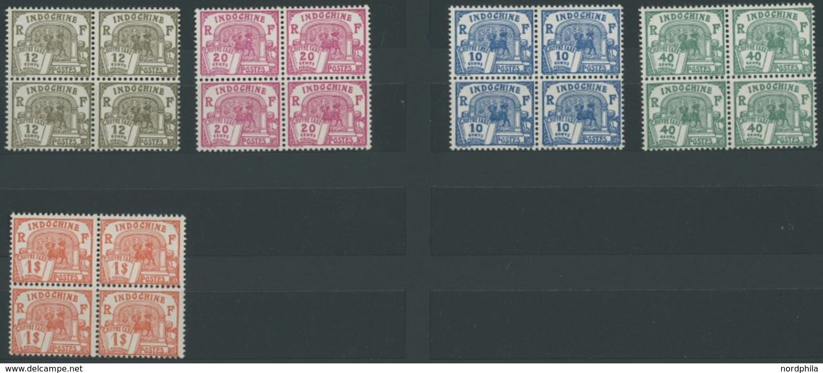 FRANZÖSISCH-INDOCHINA P 44-56 VB **, Portomarken: 1927, Einheimische Motive In Viererblocks, Postfrischer Prachtsatz - Other & Unclassified