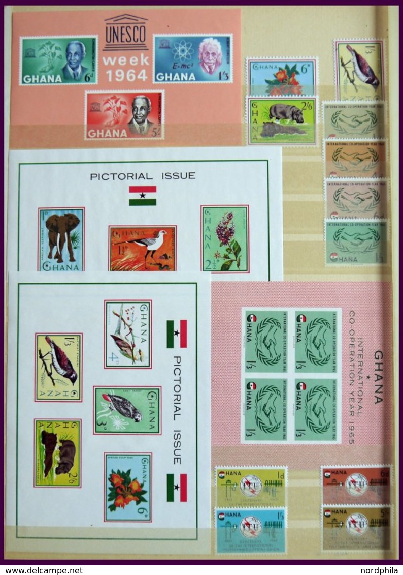 GHANA **, *, 1957-80, ungebrauchte, wohl fast komplette Sammlung im Einsteckbuch, mit vielen Blocks und Kleinbogen, Prac