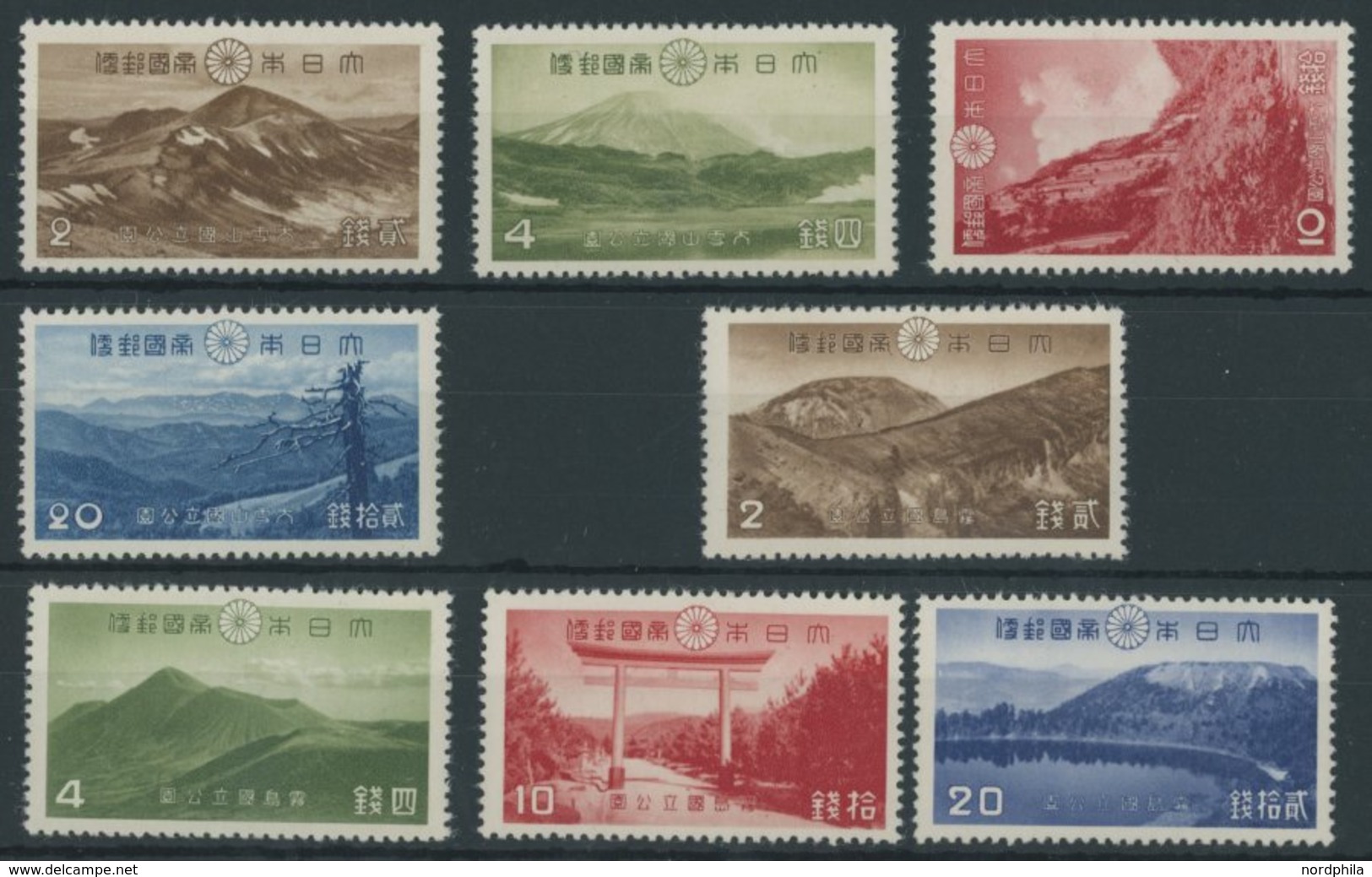 JAPAN 292-99 **, 1940, Daisetsuzan-Nationalpark Und Kirishima-Nationalpark, 2 Postfrische Prachtsätze - Sonstige & Ohne Zuordnung