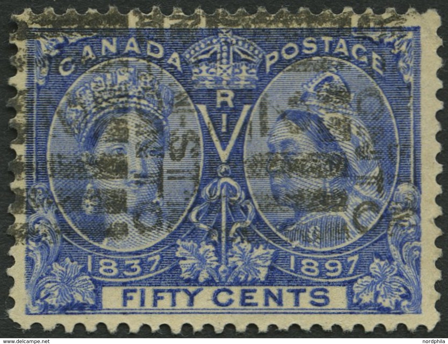 KANADA 48 O, 1897, 50 C. Ultramarin, üblich Gezähnt Pracht, Mi. 150.- - Canada