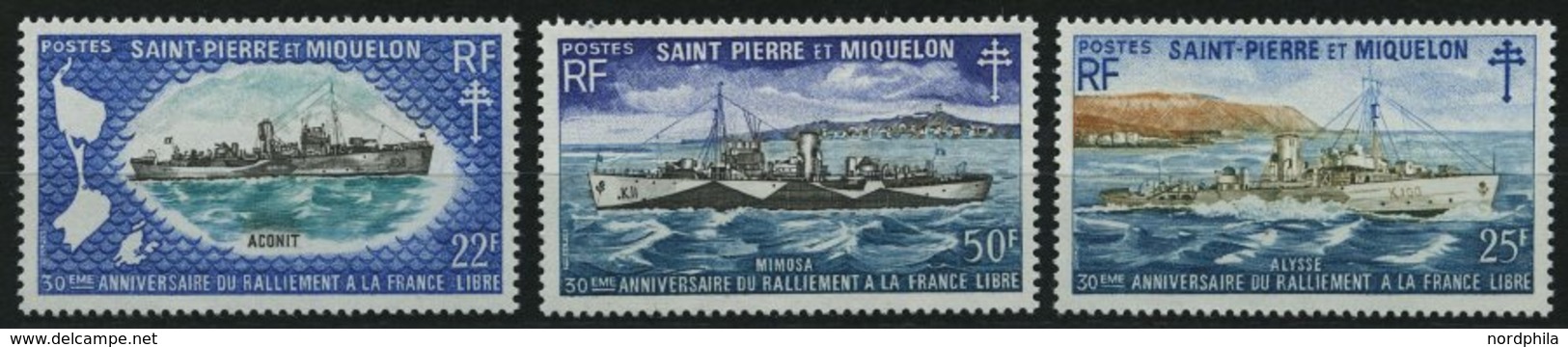 ST. PIERRE UND MIQUELON 471-73 **, 1971, Fregatten, Pachtsatz, Mi. 120.- - Other & Unclassified