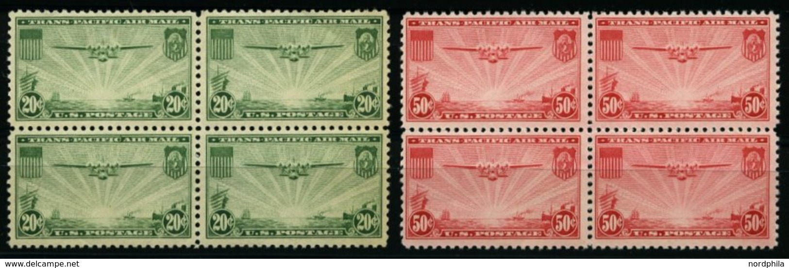 USA 400/1 VB **, Scott C21/2, 1937, Manila-Hongkong In Viererblocks, Prachtsatz, $ 90.- - Sonstige & Ohne Zuordnung