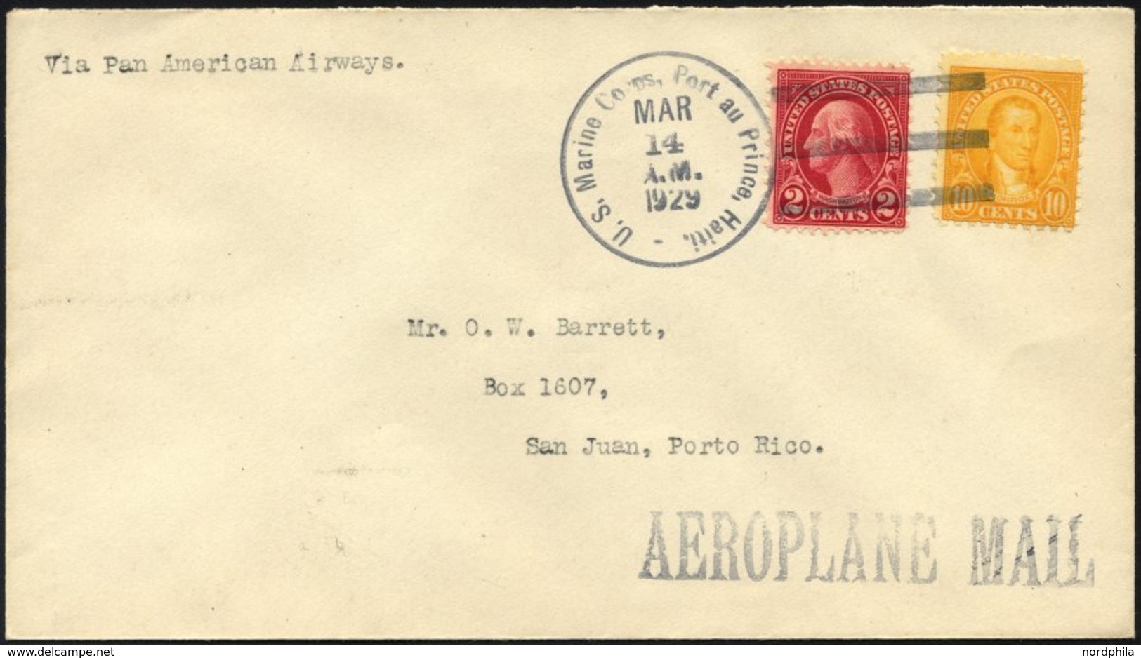 FELDPOST 1929, K1 U.S. MARINE CORPS PORT AU PRINCE Auf Feld-Luftpostbrief Aus Haiti, Pracht - Gebraucht