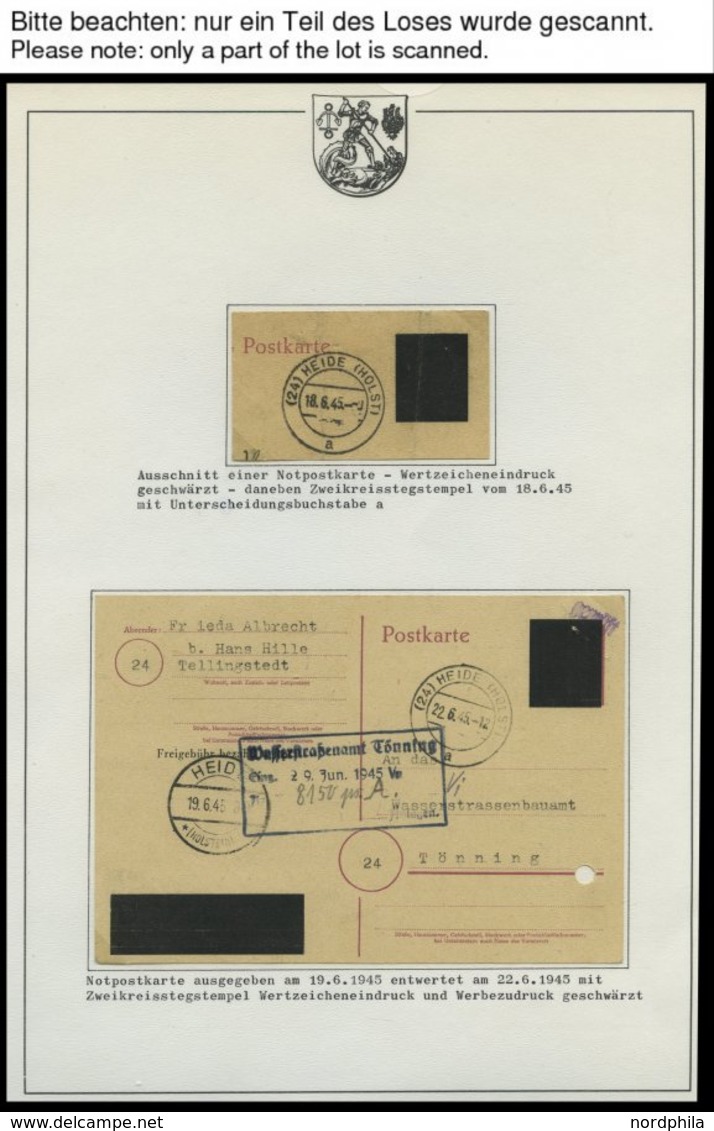 SLG., LOTS DEUTSCHLAND 1945 - Ca. 1960, Stempelsammlung Heide In Holstein In 3 Bänden, überwiegend Belege Der Alliierten - Collections