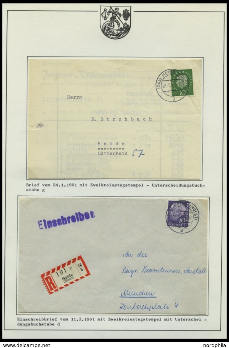 SLG., LOTS DEUTSCHLAND 1945 - Ca. 1960, Stempelsammlung Heide In Holstein In 3 Bänden, überwiegend Belege Der Alliierten - Collections