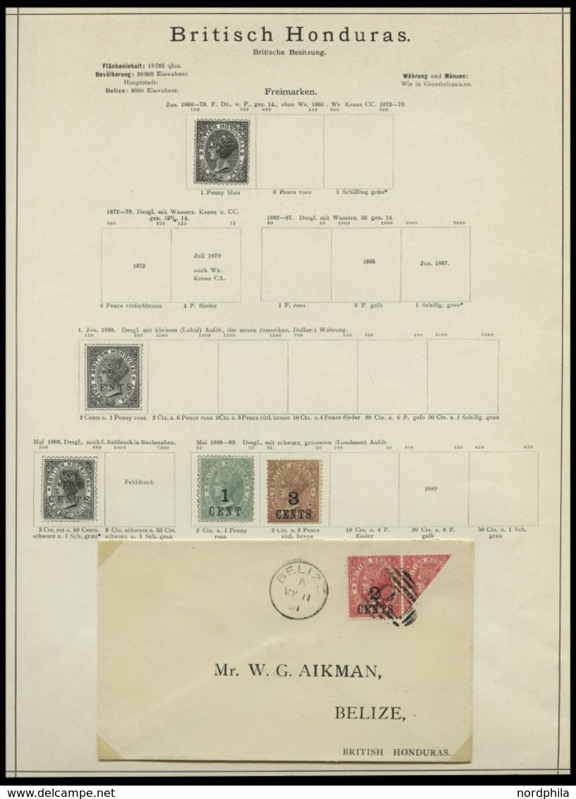 SLG. ÜBERSEE *,o,Brief , 1866-89, Alter Kleiner Sammlungsteil Mittelamerika Von 88 Werten Und 2 Belegen (u.a. Halbierung - Other & Unclassified