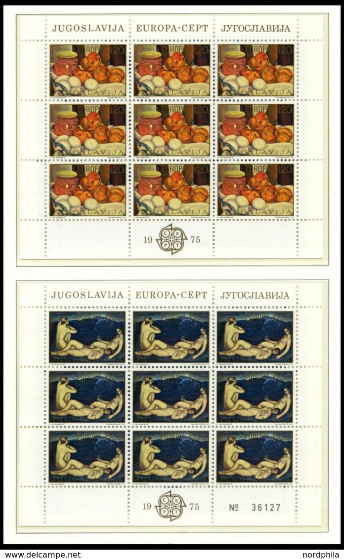 EUROPA UNION **, 1975, Gemälde, kompletter Jahrgang, mit fast allen Kleinbogen, Pracht