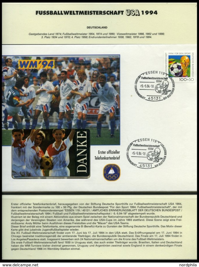 SPORT **,Brief , Fußball-Weltmeisterschaft USA 1994, In 2 Offiziellen Alben Der Dt. Sporthilfe Und Einem Leitzordner, Mi - Autres & Non Classés