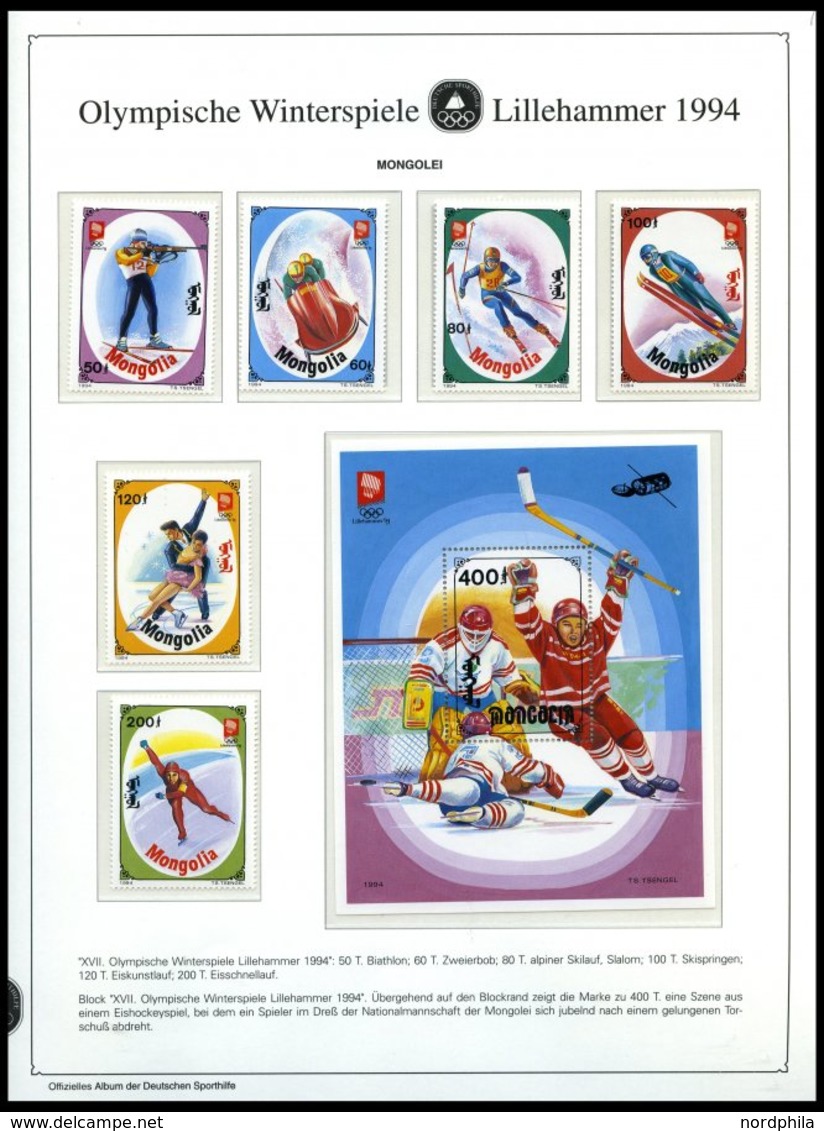 SPORT **,Brief , Olympische Winterspiele Lillehammer 1994, Offizielles Album Der Dt. Sporthilfe Mit Gezähnten Und Ungezä - Autres & Non Classés