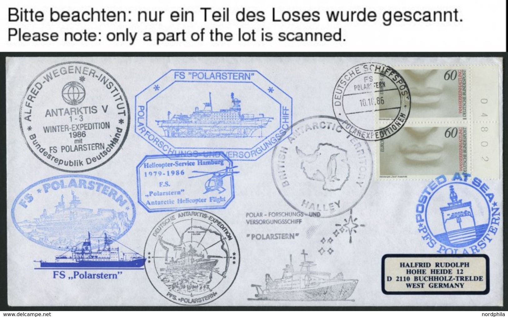 SONSTIGE MOTIVE 1986/7, Vierte Und Fünfte Antarktis-Expedition Der Polarstern, Sammlung Mit 96 Verschiedenen Belegen Und - Ohne Zuordnung