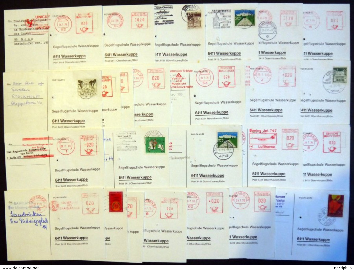 SONSTIGE MOTIVE 1970, Wasserkuppe Segelflugschule, 25 Einladungs-Antwortkarten Zur Wiedersehensfeier Am 8.8., U.a. Für G - Non Classés