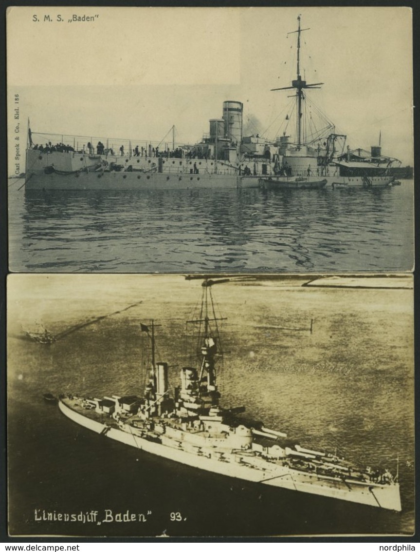 ALTE POSTKARTEN - SCHIFFE KAISERL. MARINE BIS 1918 S.M.S. Baden, 2 Ungebrauchte Karten - Krieg