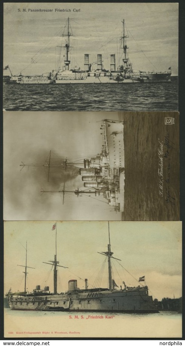 ALTE POSTKARTEN - SCHIFFE KAISERL. MARINE BIS 1918 S.M.S. Friedrich Carl, 3 Ungebrauchte Karten - Warships