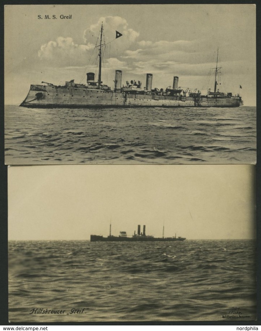 ALTE POSTKARTEN - SCHIFFE KAISERL. MARINE BIS 1918 S.M.S. Greif, 2 Ungebrauchte Karten - Warships
