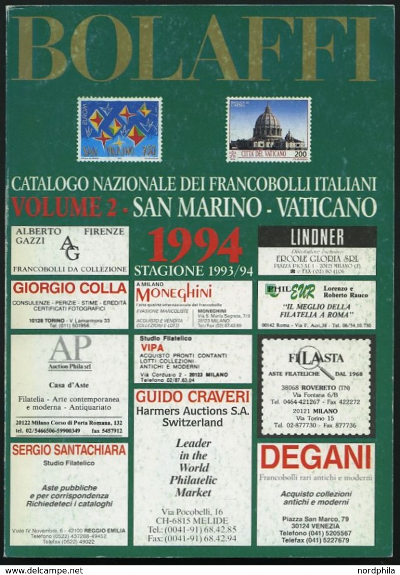 PHIL. LITERATUR Bolaffi 1994 - Catalogo Nazionale Dei Francobolli Italiani, Volume 2, 262 Seiten, In Italienisch - Philatélie Et Histoire Postale