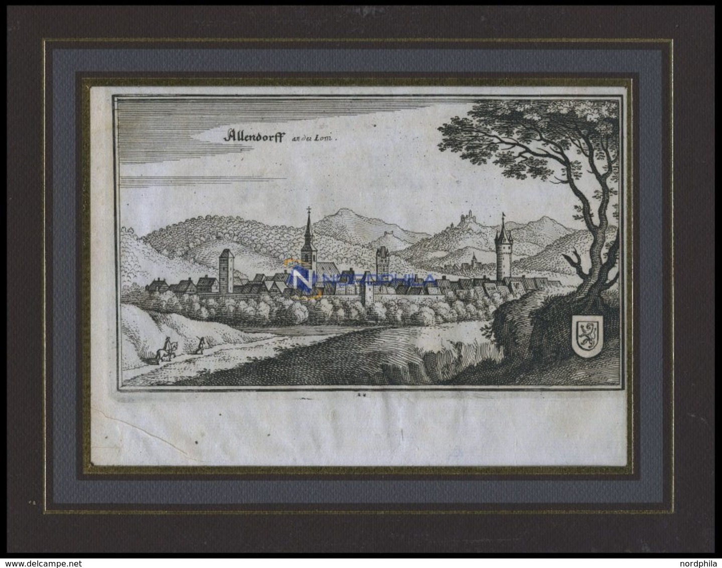 ALLENDORF, Gesamtansicht, Kupferstich Von Merian Um 1645 - Lithographien