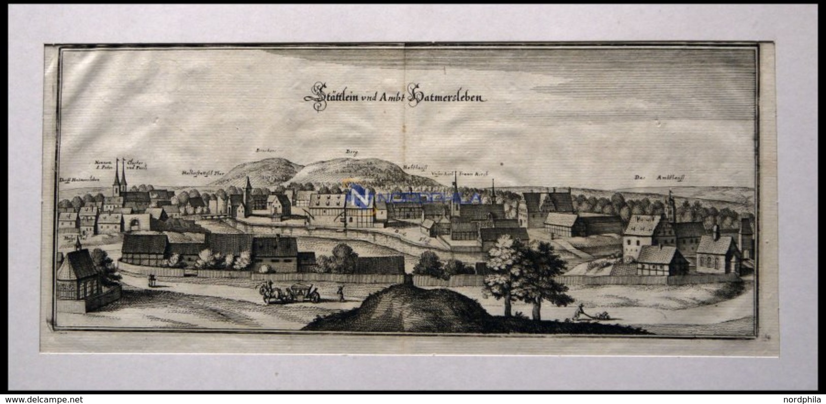 HATMERSLEBEN, Gesamtansicht, Kupferstich Von Merian Um 1645 - Lithographien