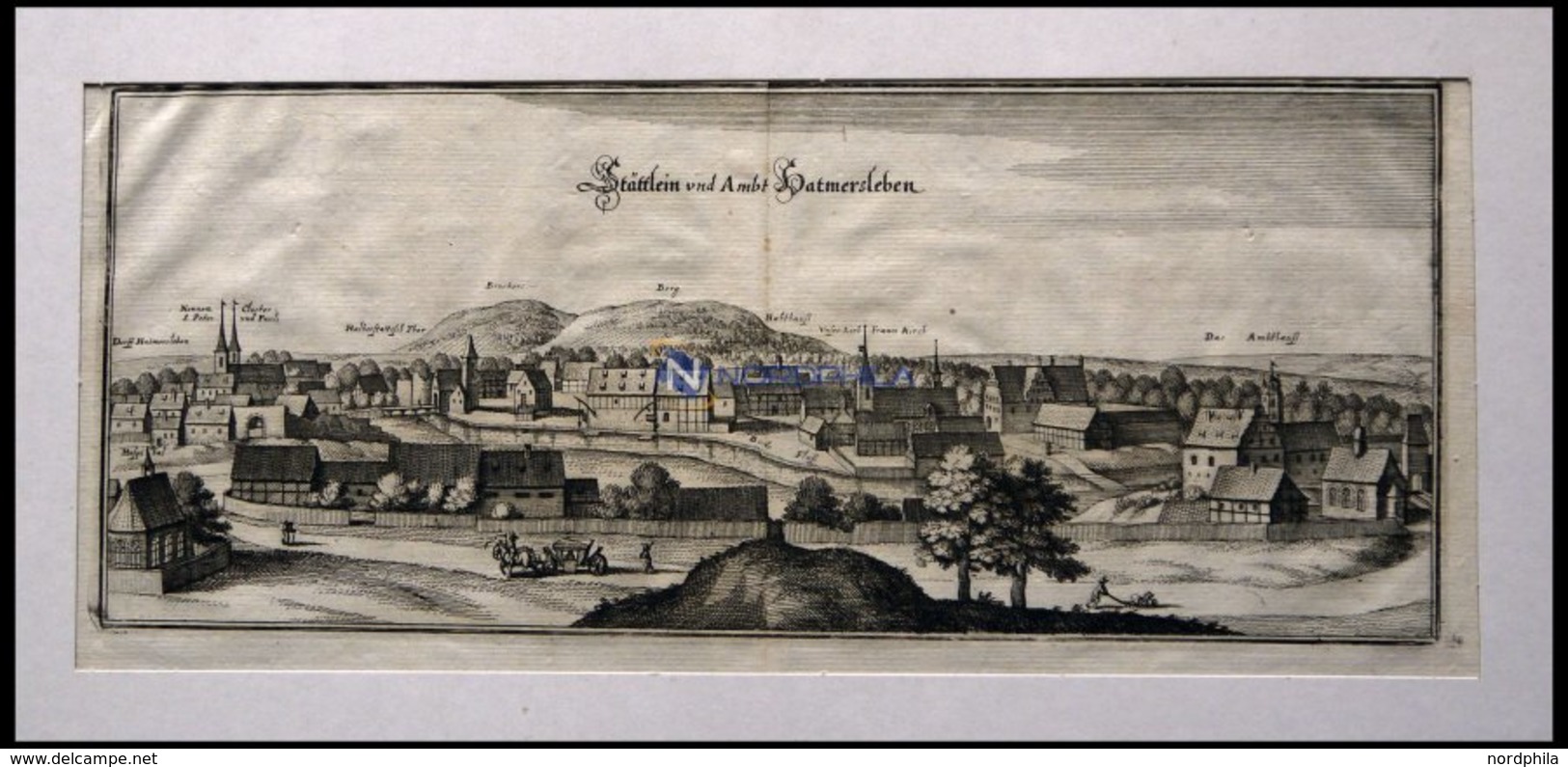 HATMERSLEBEN, Gesamtansicht, Kupferstich Von Merian Um 1645 - Lithographies