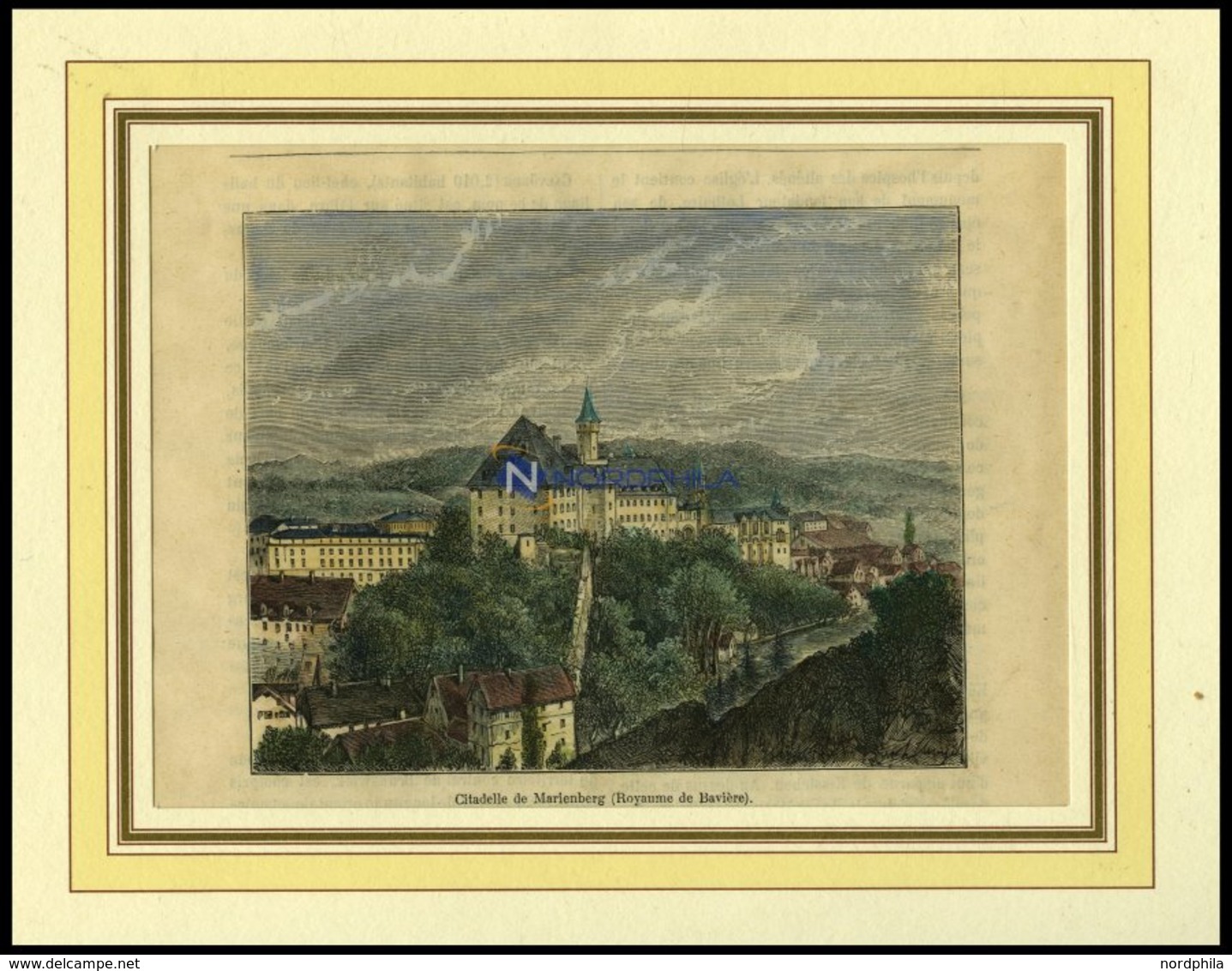 MARIENBERG, Gesamtansicht, Kolorierter Holzstich Um 1880 - Lithographien