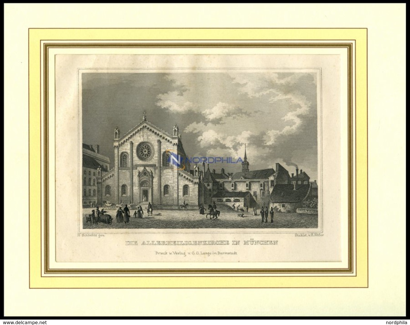 MÜNCHEN: Die Allerheiligenkirche, Stahlstich Von Schönfeld/Höfer, 1840Briefstück - Litografia