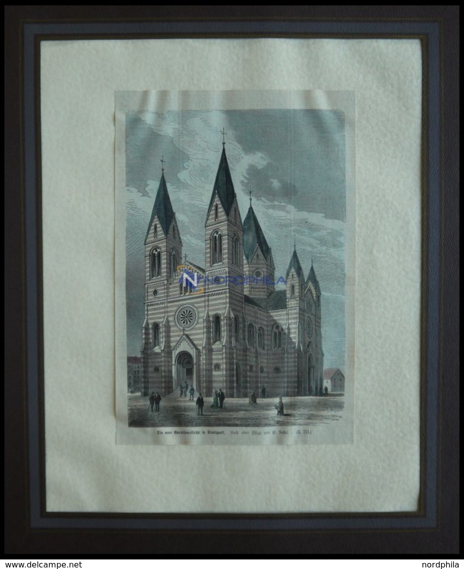 STUTTGART: Die Garnisionskirche, Kolorierter Holzstich Nach Restel Um 1880 - Lithographien