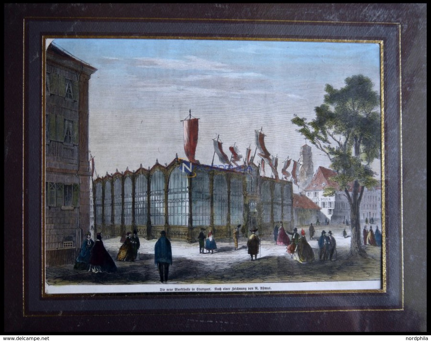 STUTTGART: Der Neue Markthalle, Kolorierter Holzstich Von Aßmus Um 1880 - Lithographien