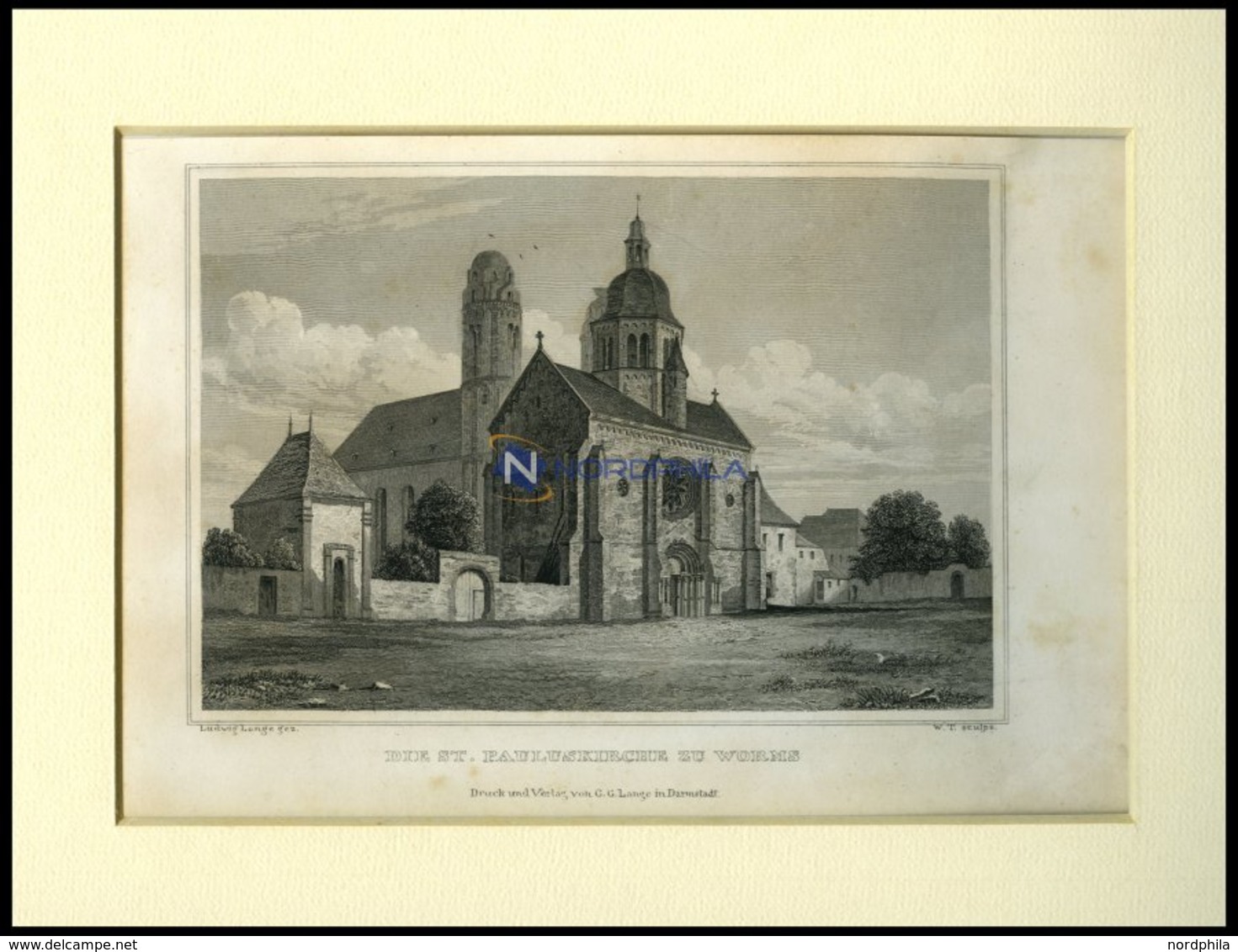 WORMS: Die St. Pauluskirche, Stahlstich Von Lange/W.T. Sculps, 1840 - Lithographien