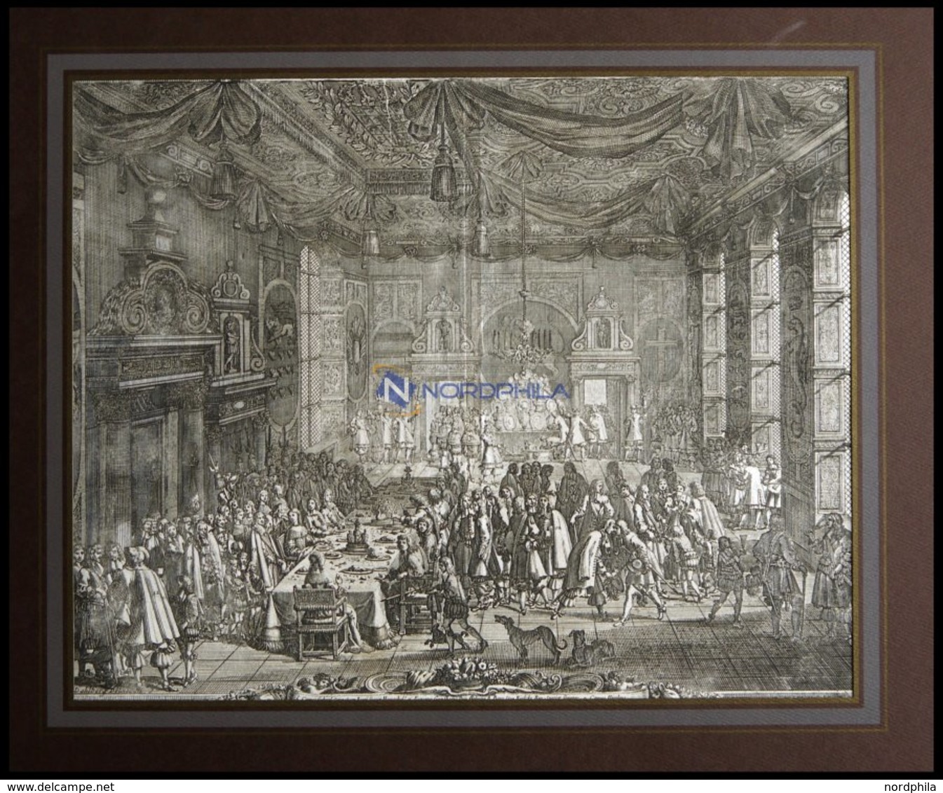 FREDERIKSBORG: Friedens=Banquet Zu Friderichsburg Vom 3. - 5. März 1658, Dekorative Ansicht Vom Festmahl Mit Genauer Bes - Lithographies