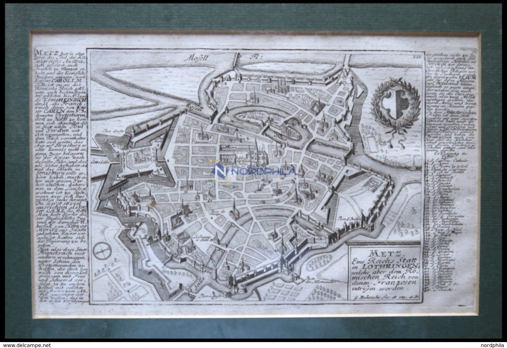 METZ, Gesamtansicht Aus Der Vogelschau, Kupferstich Von Bodenehr Um 1720 - Lithographien