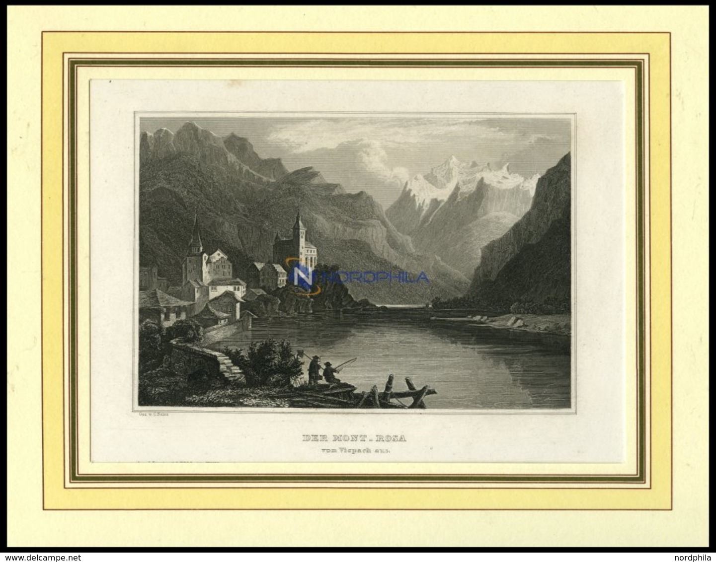 Der MONT-ROSA Von Vispach Aus Stahlstich Von B.I. Um 1840 - Lithographies