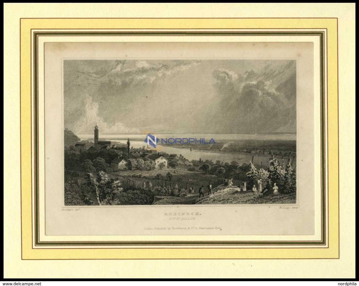 RHEINECK/KANTON ST. GALLEN, Gesamtansicht, Stahlstich Von Tombleson/Lacy Um 1840 - Litografia