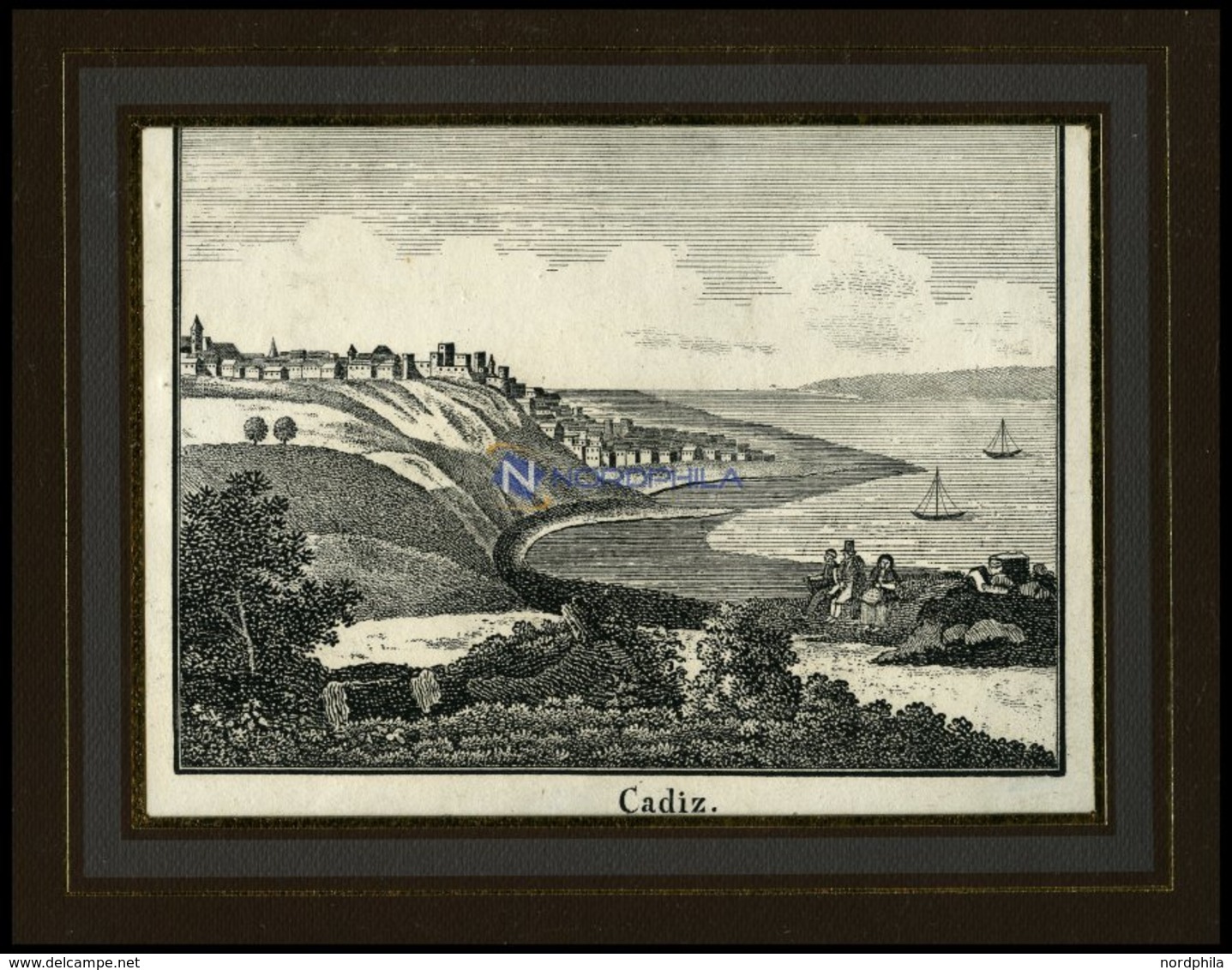 CADIZ, Gesamtansicht, Lithografie Aus Neue Bildergalerie Um 1840 - Litografia