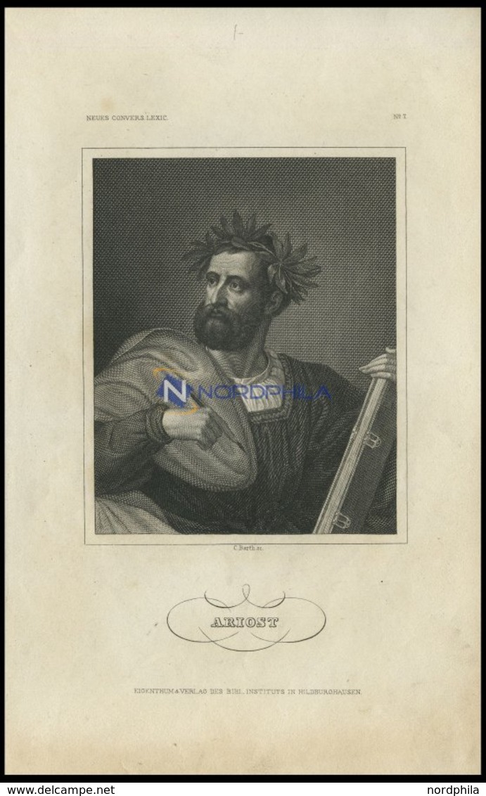 Ariost, Stahlstich Von B.I. Um 1840 - Lithographien