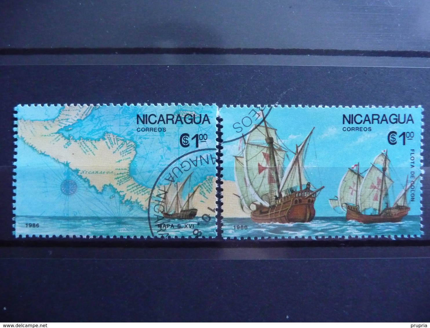 Nicaragua 1986  N° Y&T  1433/1434  " 500 Ans Decouverte Amerique  "  2v.  Used - Nicaragua