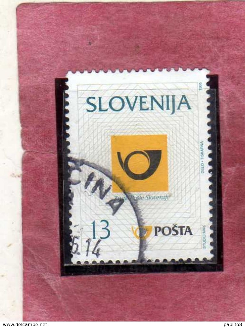 SLOVENIA SLOVENIJA SLOVENIE SLOWENIEN 1995 POSTAL SERVICE EMBLEM EMBLEMA POSTA 13t USATO USED OBLITERE' - Slovenië