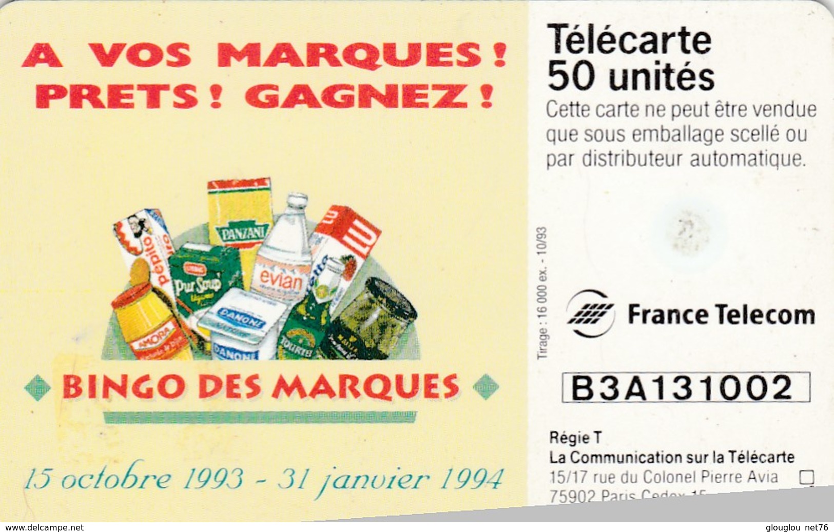 TELECARTE 50 UNITES   .  BINGO DES MARQUES..PIEM - 50 Unités   