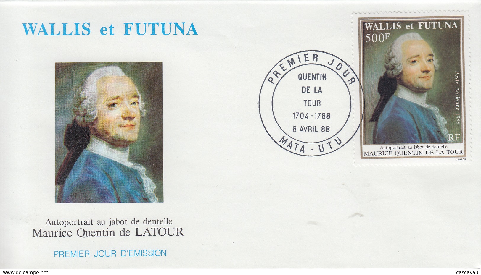 Enveloppe  FDC  1er  Jour    WALLIS  ET  FUTUNA    Oeuvre  De  Maurice   QUENTIN  DE  LA  TOUR    1988 - FDC