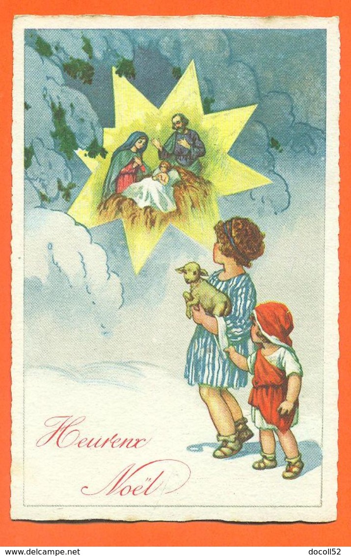 CPA Illustrateur à Identifier " Heueux Noel - Marie Joseph Et Jésus " Enfants - Santa Claus