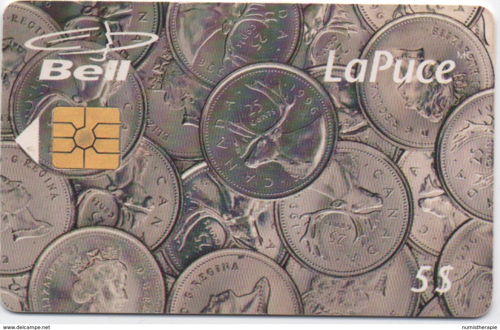 Canada Bell : La Puce 5$ : Pièces 25¢ Canadiennes - Briefmarken & Münzen