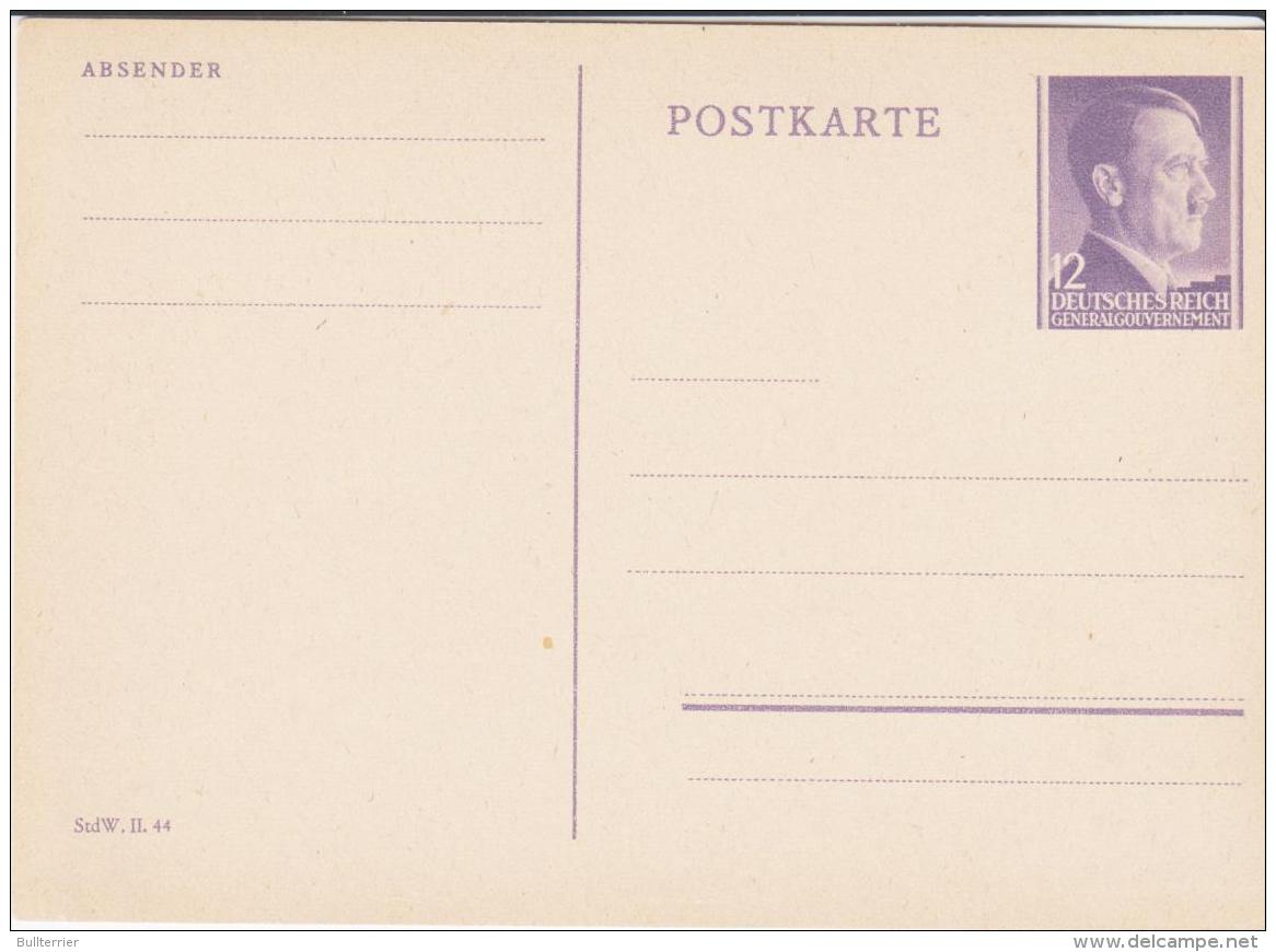 POLAND  ( GENERAL GOVERNMENT )  -  HITLER HEAD  12PFG  STATIONERY CARD UNUSED - General Government