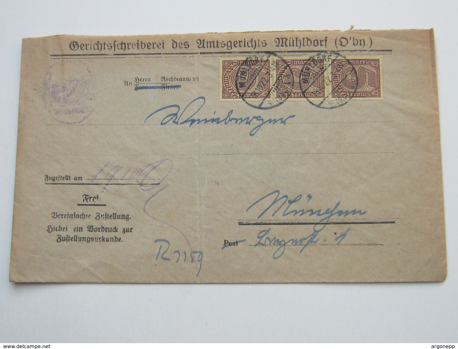 1922 , MÜHLDORF , Klarer  Stempel Auf Brief - Brieven En Documenten