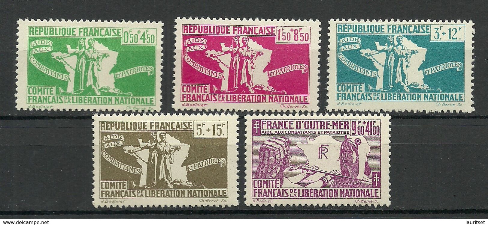 FRANCE 1943 Michel 1 - 5 Flüchtlingshilfe Charity MNH - Ungebraucht