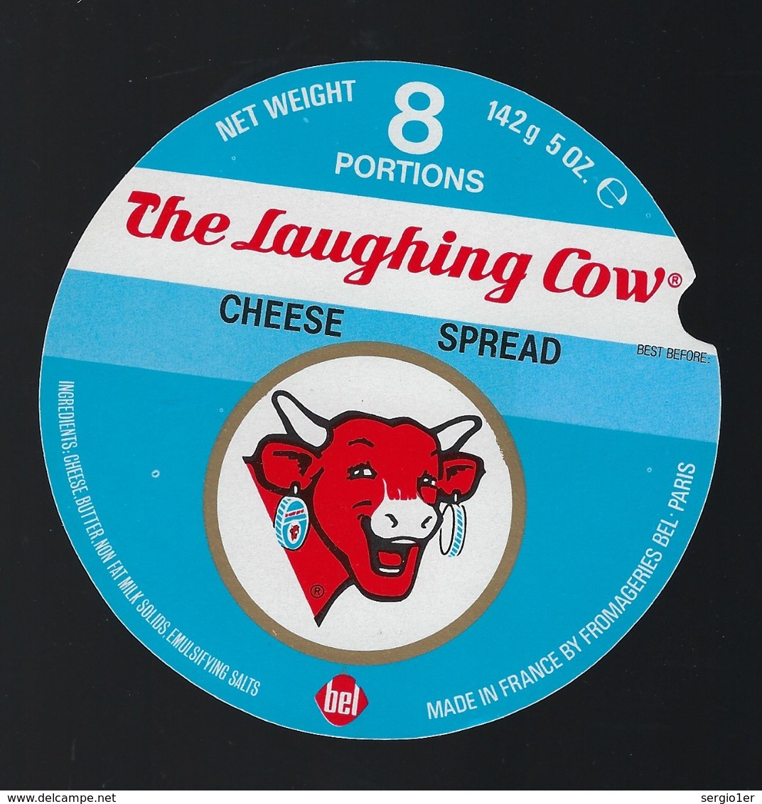 Etiquette Fromage La Vache Qui Rit  "   The Laughing Cow Cheese Spread  8 Portions  " - Fromage