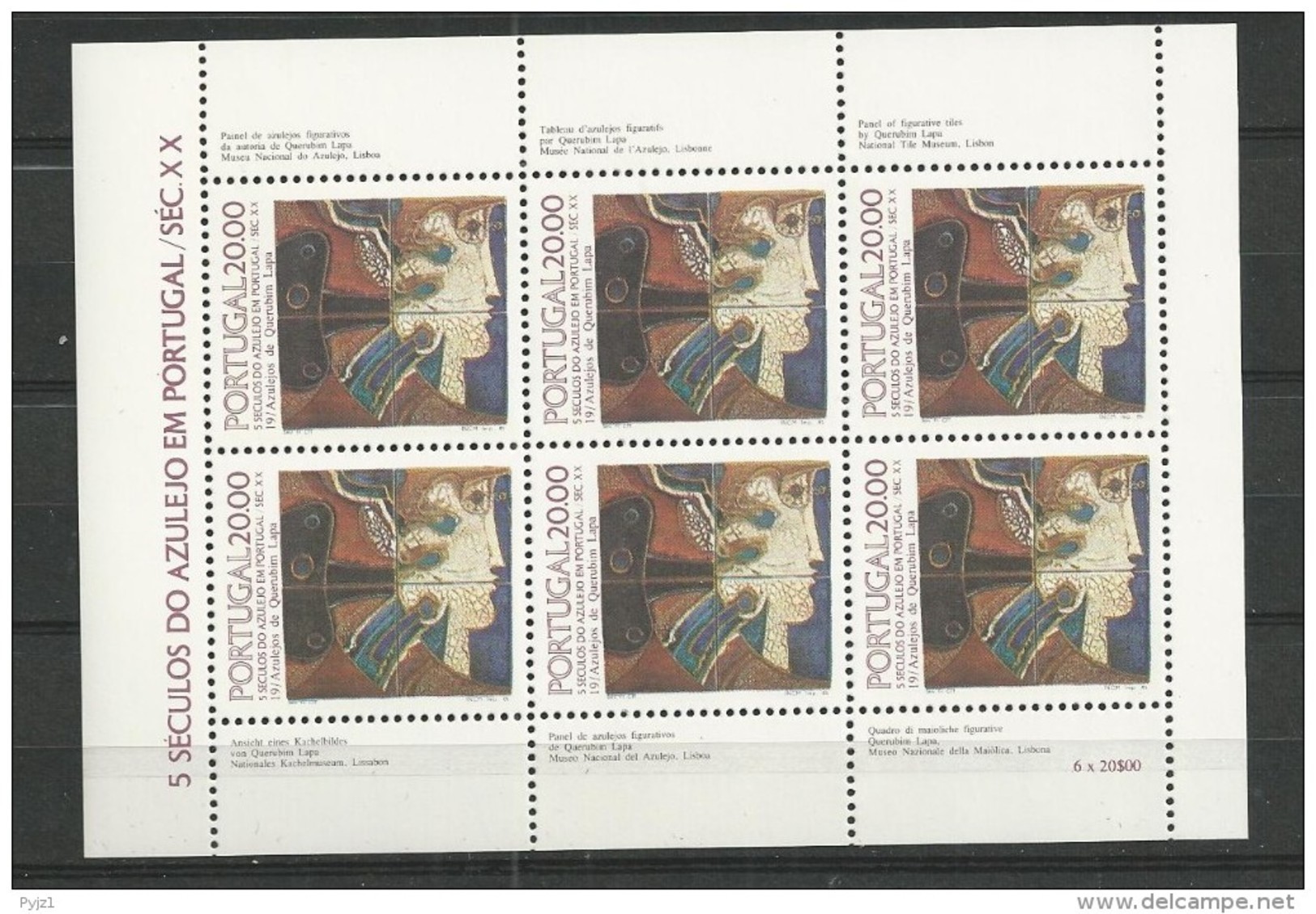 1985 MNH Portugal, Azulejos 19,  Postfris - Blocs-feuillets