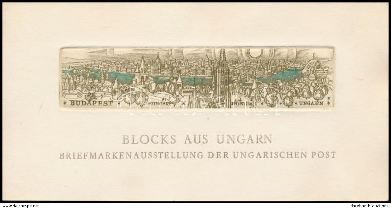 1961 A Panoráma Csík Rézmetszetes Képe  A Magyar Posta 'Magyar Blokkok' Bonni Kiállításának Meghívóján, Benne Panoráma C - Autres & Non Classés