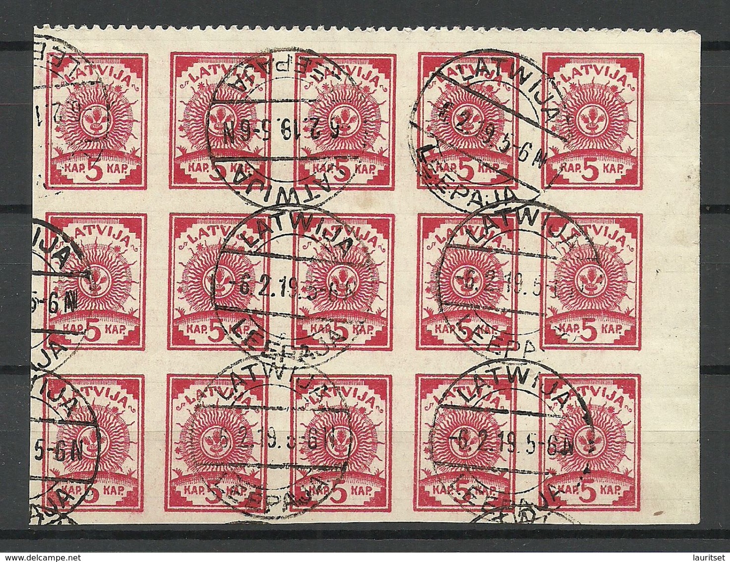 LETTLAND Latvia 1919 Michel 3 A In 15-Block O - Lettland