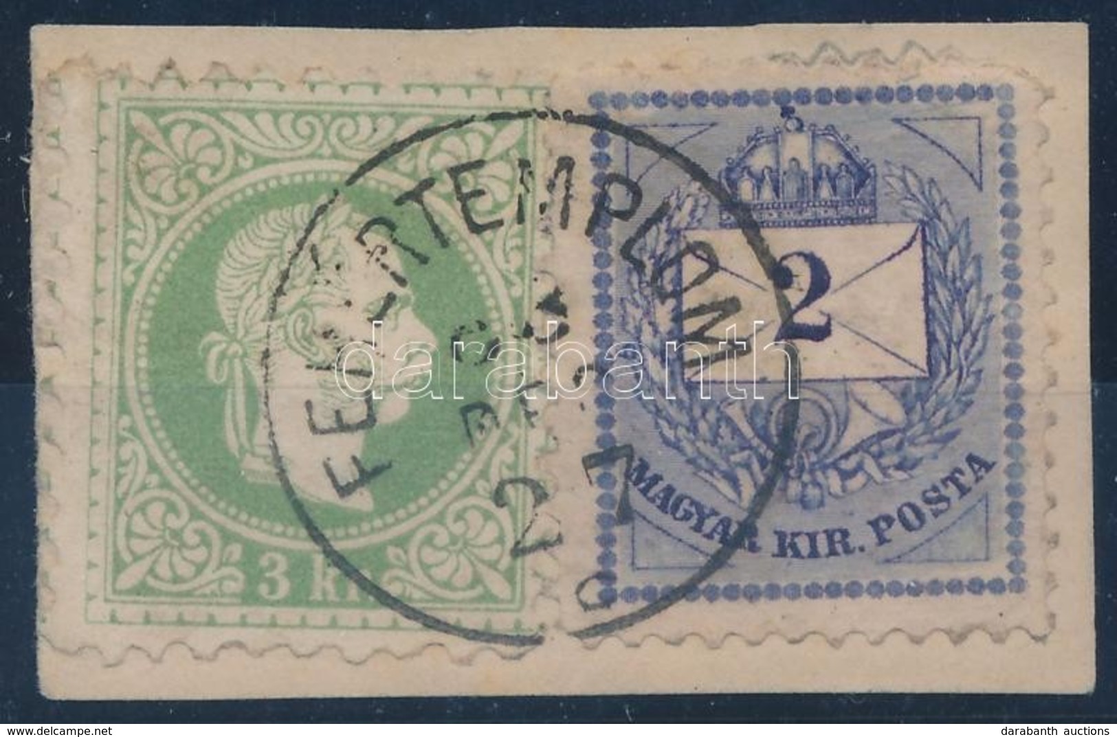 1883 2kr Lila + 3kr Osztrák Finom Nyomatú Bélyeg Kivágáson 'FEHÉRTEMPLOM' Rirka Vegyes Bérmentesítés, Egyedi Darab RR! - Andere & Zonder Classificatie